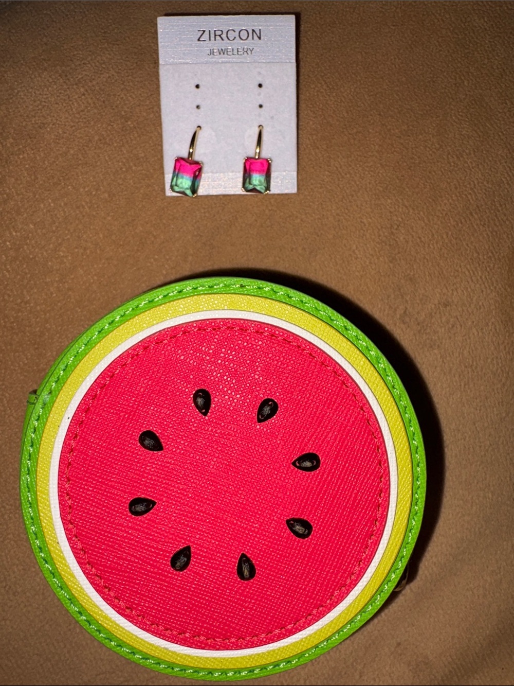 NWOT KATE SPADE Watermelon Coin Purse with Matching Earrings - Pink & Green
